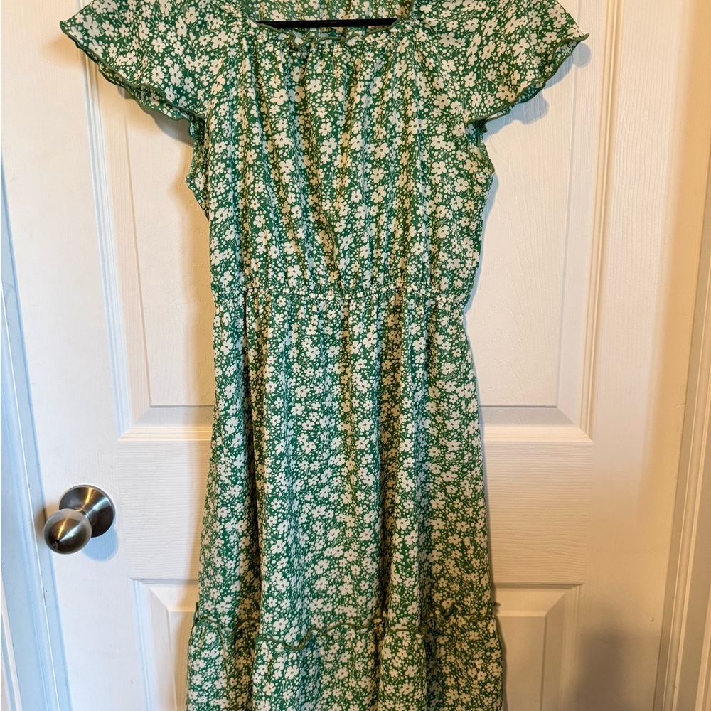 Girl’s Amazon Green Flutter Sleeve Sundress